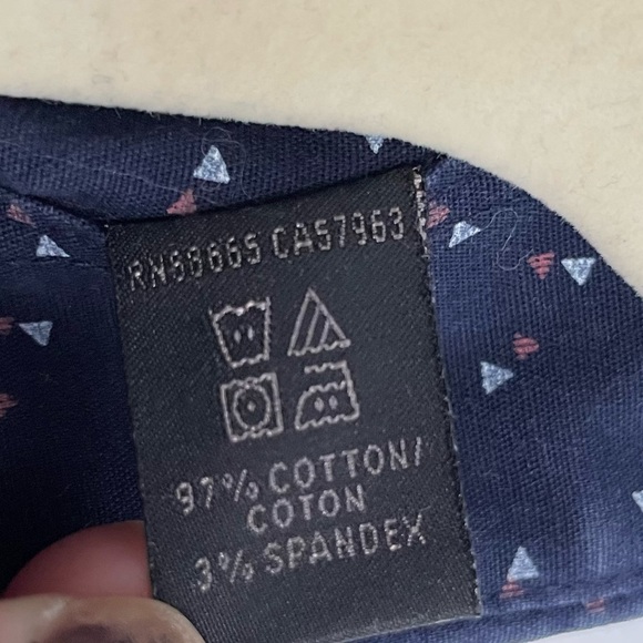 14th & Union Trim Fit Printed Long Sleeve Button Down Shirt Navy Blue Size XL - Picture 14 of 16